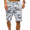 Camouflage Lace Zipper Loose Hommes Shorts - Blanc 2XL