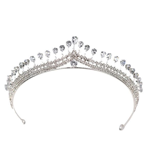 Accessoires de mariée Silver Zircon Crown - Blanc 4 X 23CM