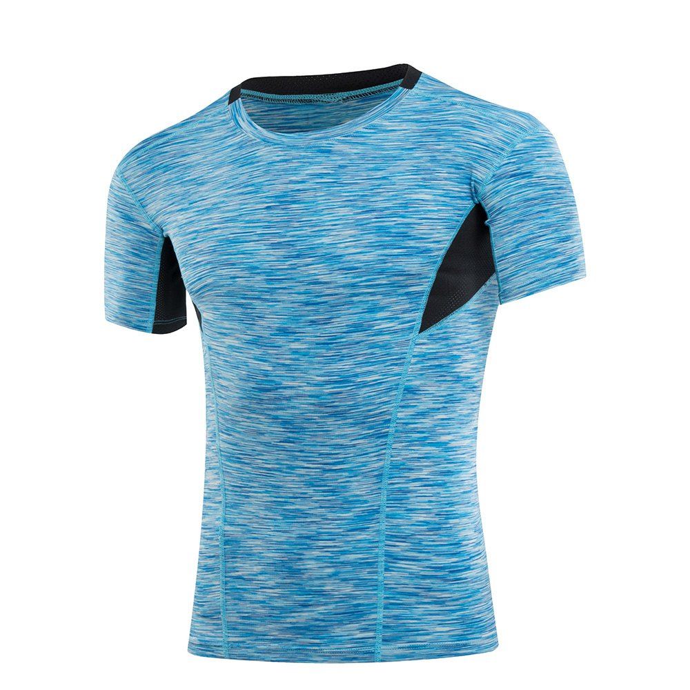 

Men Quick Dry Cycling Fitness Workout Compression Short Sleeve T-shirt, Blue