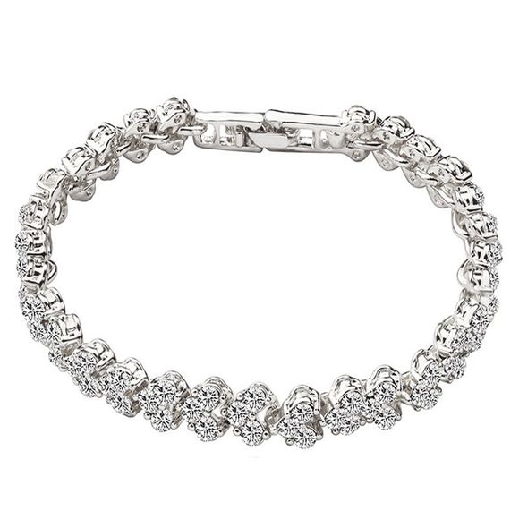 Bracelet luxueux de cristal de zircon simple - Argent 