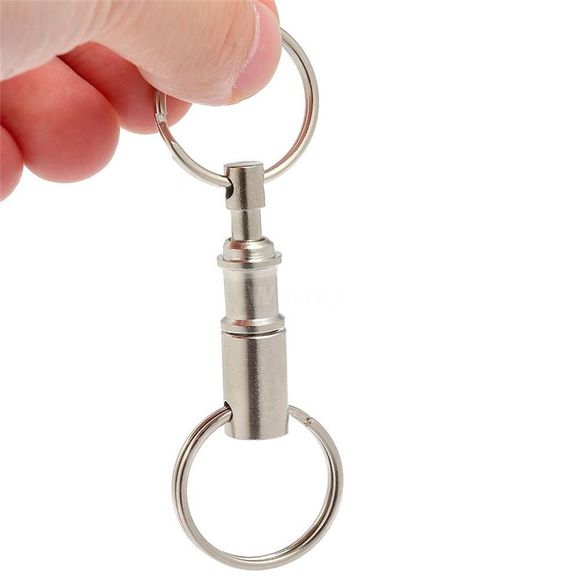 Porte-clés amovible amovible avec deux anneaux fendus - Argent 