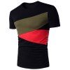 Men Hit Color Short Sleeve Casual   T-Shirt - BLACK XL