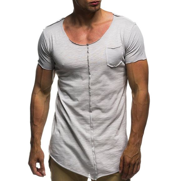 2018 T-shirt à manches courtes à manches courtes et col rond - Gris argenté XL
