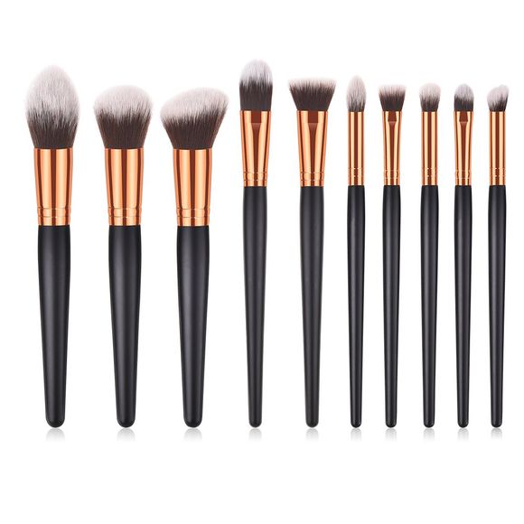 10 PCS Beauté Maquillage Kit Ombre À Paupières Poudre Visage Make Up Brush Set - Noir 