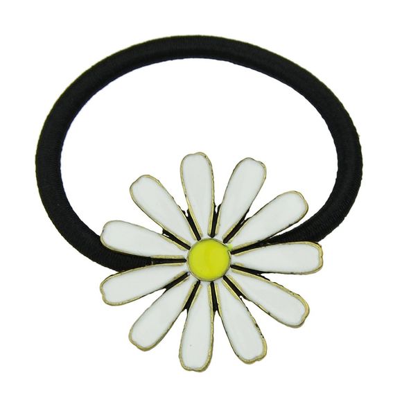 Corde élastique avec bandeau de fleurs en émail coloré - Blanc 