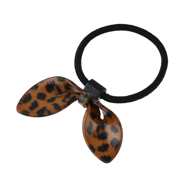Décoration de bowknot de résine de bandeau de corde élastique noire - Léopard 