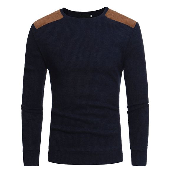 Pull à col rond en tricot décontracté pour hommes - Cadetblue XL