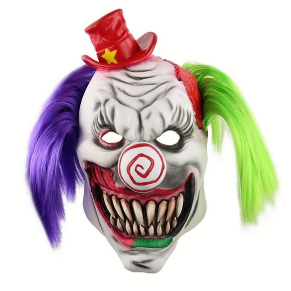 Masque de tête de clown rouge Halloween effrayant - multicolor 
