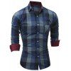 Chemise à carreaux à manches longues pour hommes Casual Fashion 5210 - Bleu M