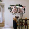 Autocollant Mural 3D Cochon Créatif Mobile - multicolor 