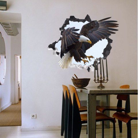 2019 3d wall sticker creative eagle can be removed in multicolor