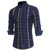 2018 Chemise à manches longues à carreaux Colorblock pour hommes - Cadetblue XL