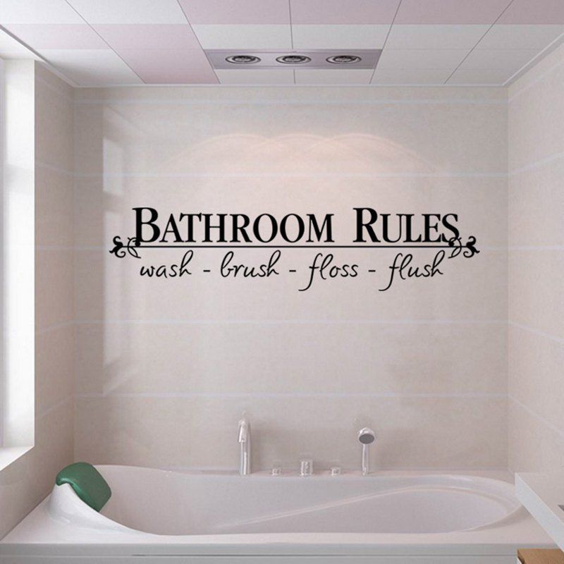 

Wall Stickers Bathroom Rules Creative Decorative Painting, Black