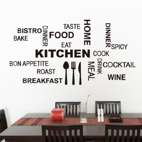 2019 kitchen restaurant background wall sticker in black | dresslily