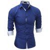 Chemise à carreaux à manches longues pour hommes - Bleu Royal M