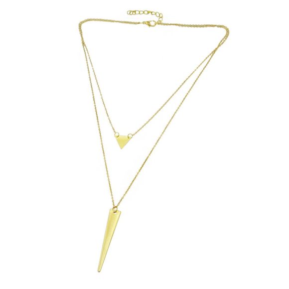 Collier pendentif géométrique double chaîne pour les femmes - Or 