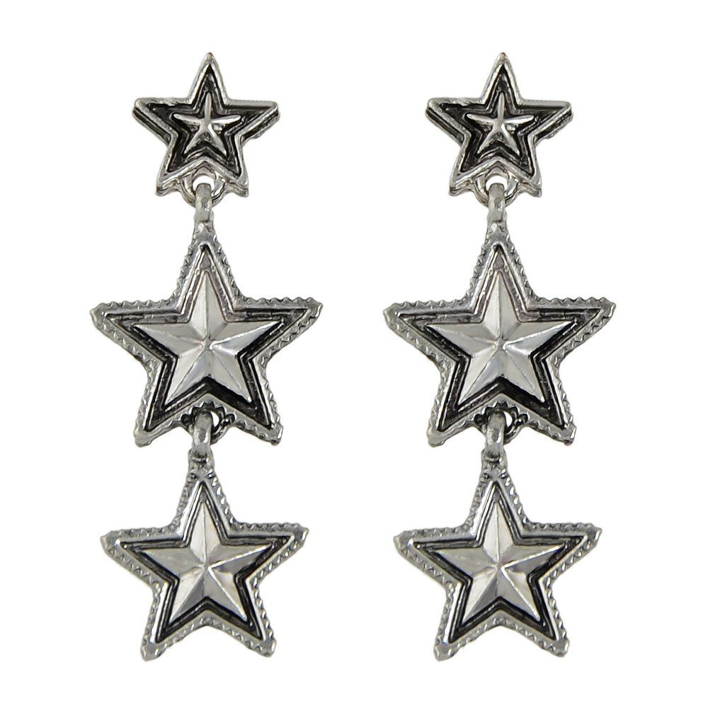 

Metal Star Long Big Dangle Earrings for Women, Silver