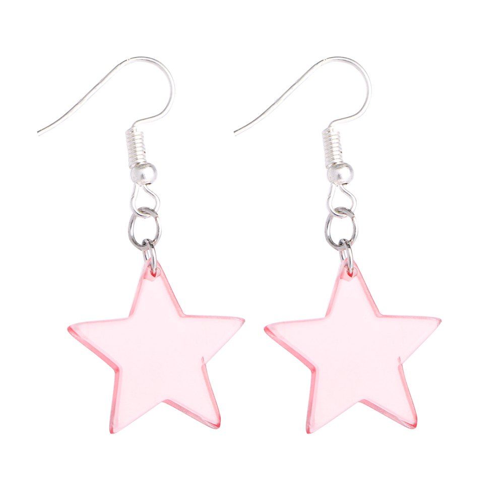 Silver Hook Pink Five-Pointed Star Earrings - PINK 
