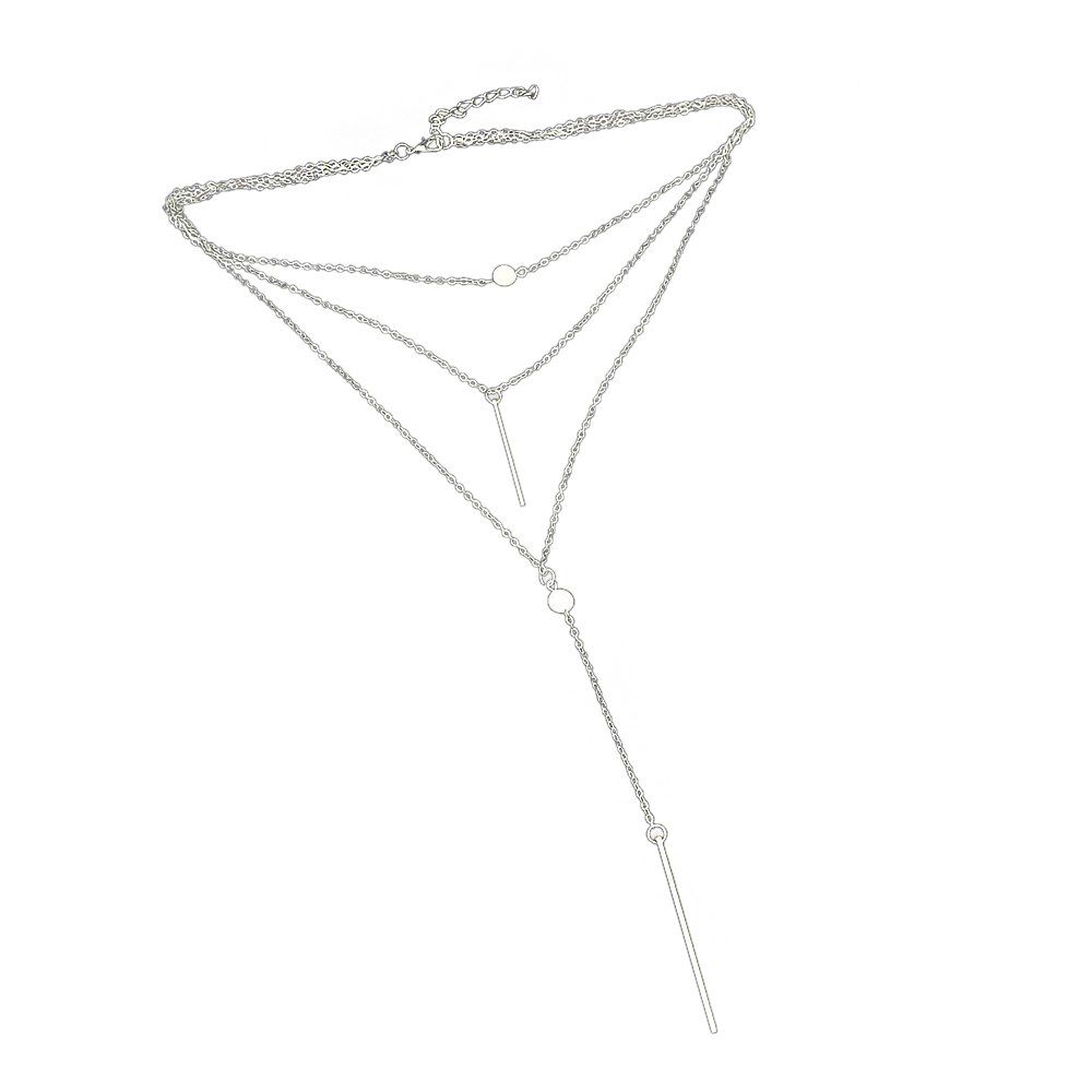 

Multilayers Long Chain Necklace for Women, Silver