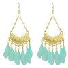 Boucles d'oreilles en plumes colorées pour femmes - Aigue Marine Légère 