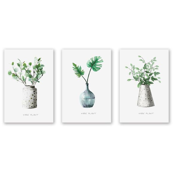 3PCS W426 Art Plant Vase sans cadre toile impression pour la décoration de la maison - multicolor 30CM X 45CM X 3PCS
