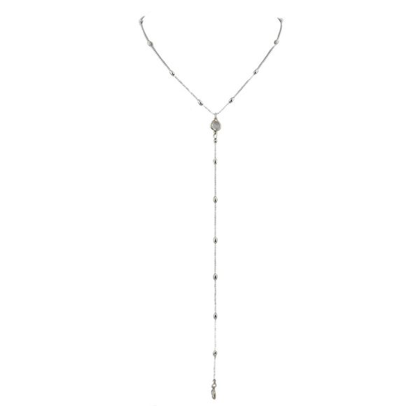 Perle en métal minimaliste collier à longue chaîne - Argent 
