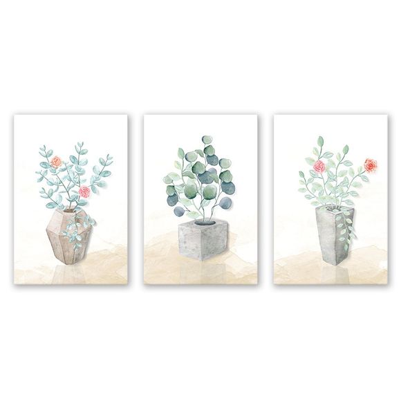 3PCS W427 Art fleur vase sans cadre toile impression pour la décoration de la maison - multicolor 20CM X 30CM X 3PCS
