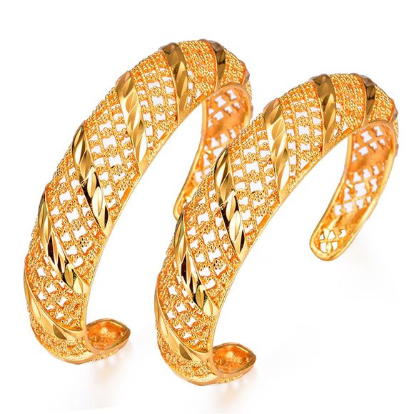 Deux pcs / lot bracelets de bracelet creux - Jaune 