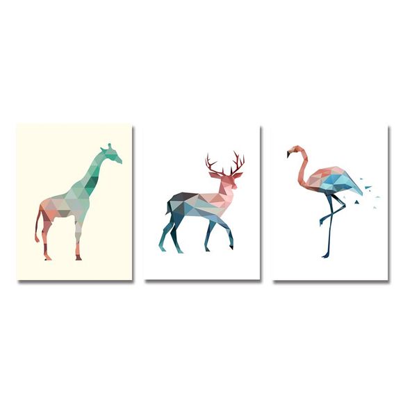 3pcs intéressant dessin géométrique animaux animaux impression Art - multicolor 