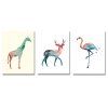 3pcs intéressant dessin géométrique animaux animaux impression Art - multicolor 