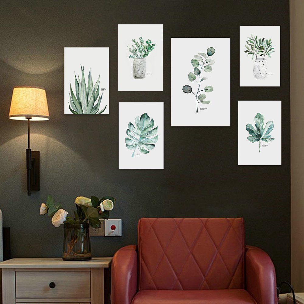 Photo Gallery 6PCS W444 Art Leaf Unframed Wall Canvas