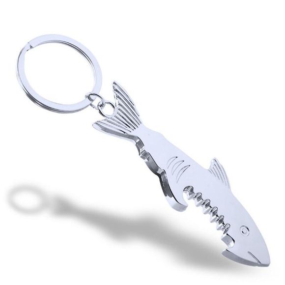 Personnalité créative Shark Bottle Opener Alloy Petit cadeau Keychain - Argent 