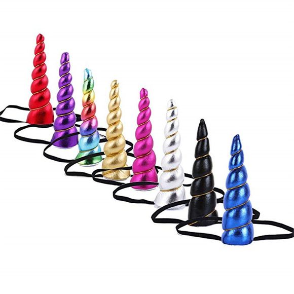 Corne de licorne paillettes bandeau élastique spirale enfants fournitures de fête 8PCS - multicolor A 