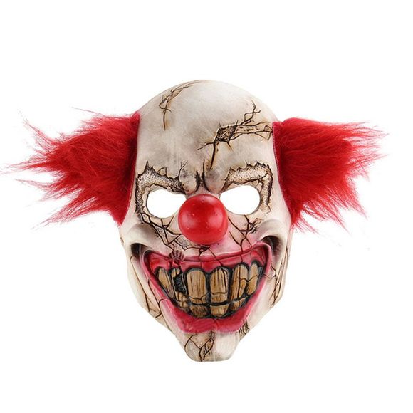 YEDUO Horreur Holloween Latex Clown Masque Adulte Avec Partie De Tueur De Cheveux Rouges - Rouge 