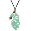 Collier pendentif en forme de plume de paon de mode - Bleu Tiffany 