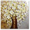 STYLEDECOR Moderne Peint À La Main Couteau Peinture Blanc Fleurs Peinture À L'huile D'arbre - multicolor 23 X 23 INCH (60CM X 60CM)