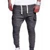 La mode des hommes de couleur unie ceinture plissée sangle Harem Casual Pieds Pantalons - Gris 3XL