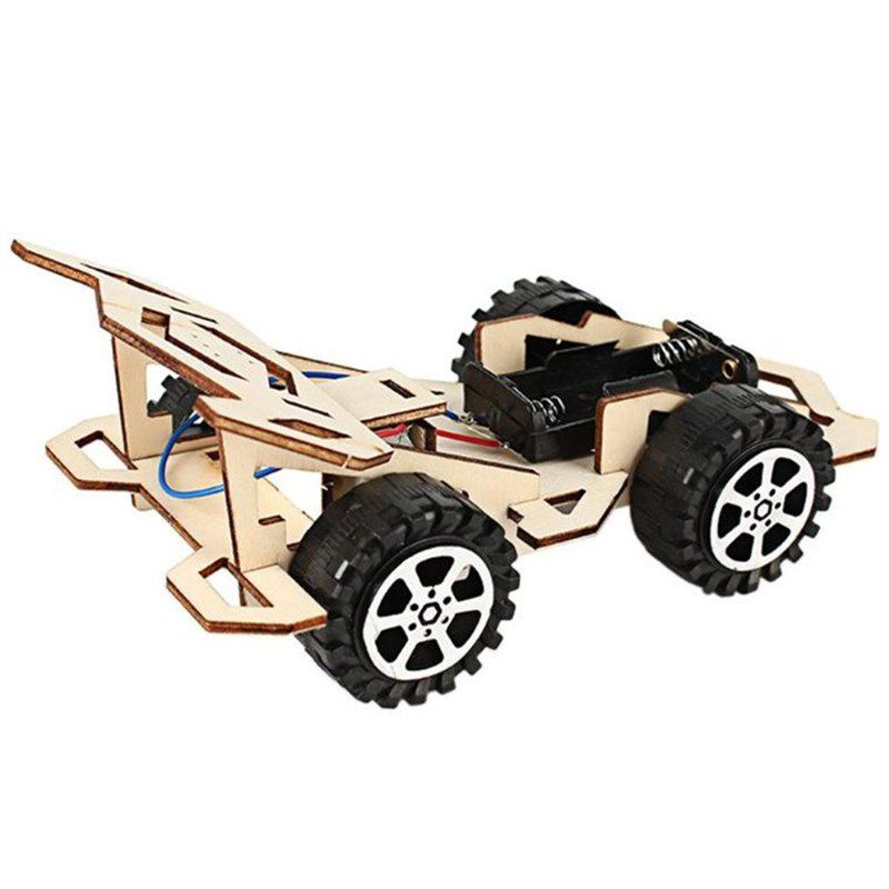 

DIY Electric Wood Racing Car Assembled Educational Mini Toy, Burlywood