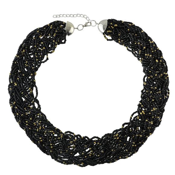 Collier de chaîne de perles colorées pour les femmes - Noir 
