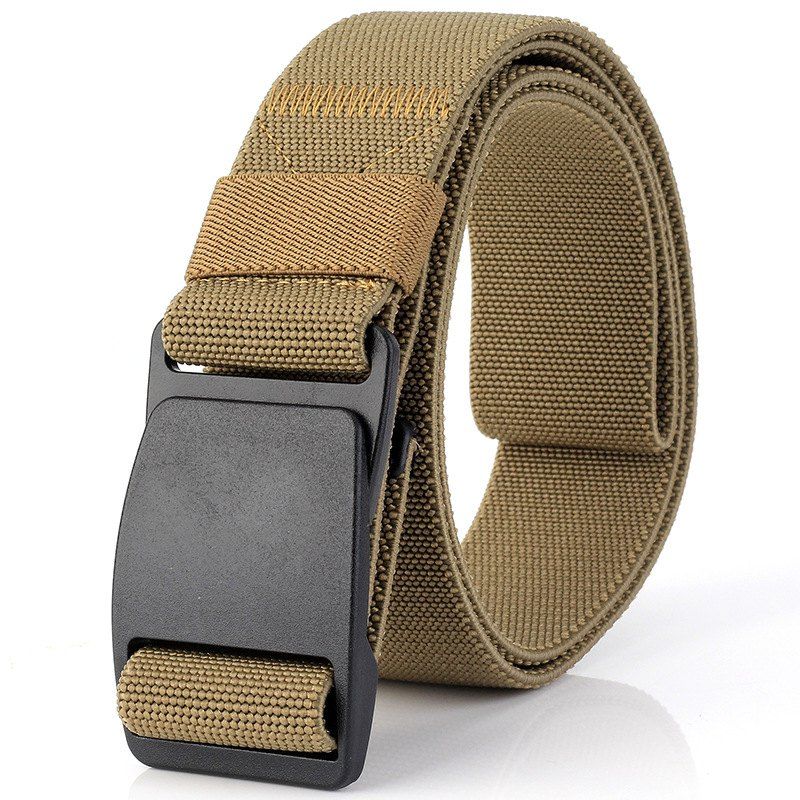 

ENNIU Elastic Stretch Weaving Durable Plastic Buckle Canvas Belt, Camel brown