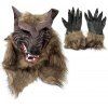 Loup-garou Latex Masque Gants Loup Claw Halloween Party Cosplay Costumes Props Game - Brun Chêne 