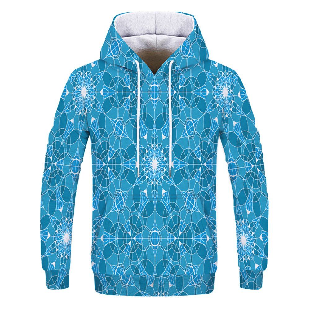 

Winter Casual Fashion Men Hooded Printed Sweatshirt, Blue hosta