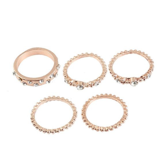 5 PCS Fashion Or Rose Stackable Sparkly Rings - Or de Rose US SIZE 7