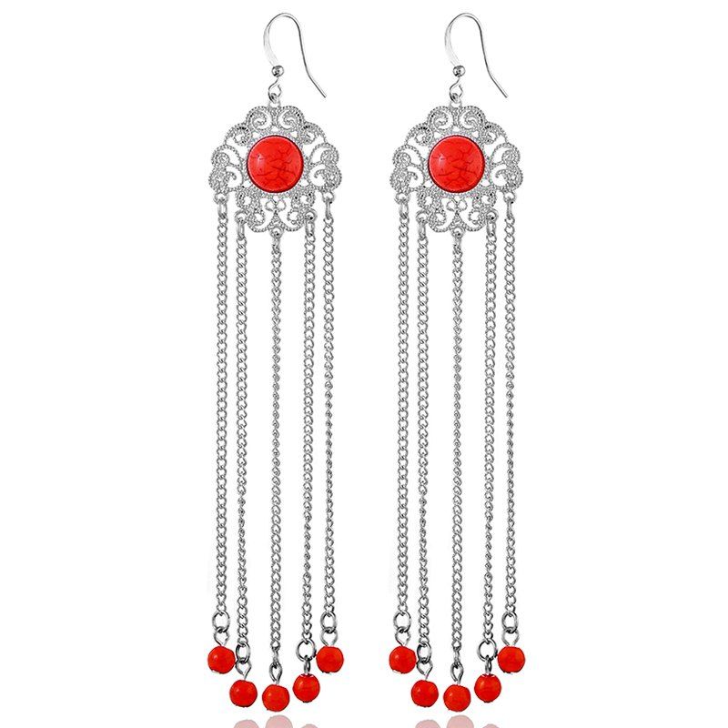 

Exquisite Fashion Turquoise Pendant Long Original Tassel Earrings, Tangerine