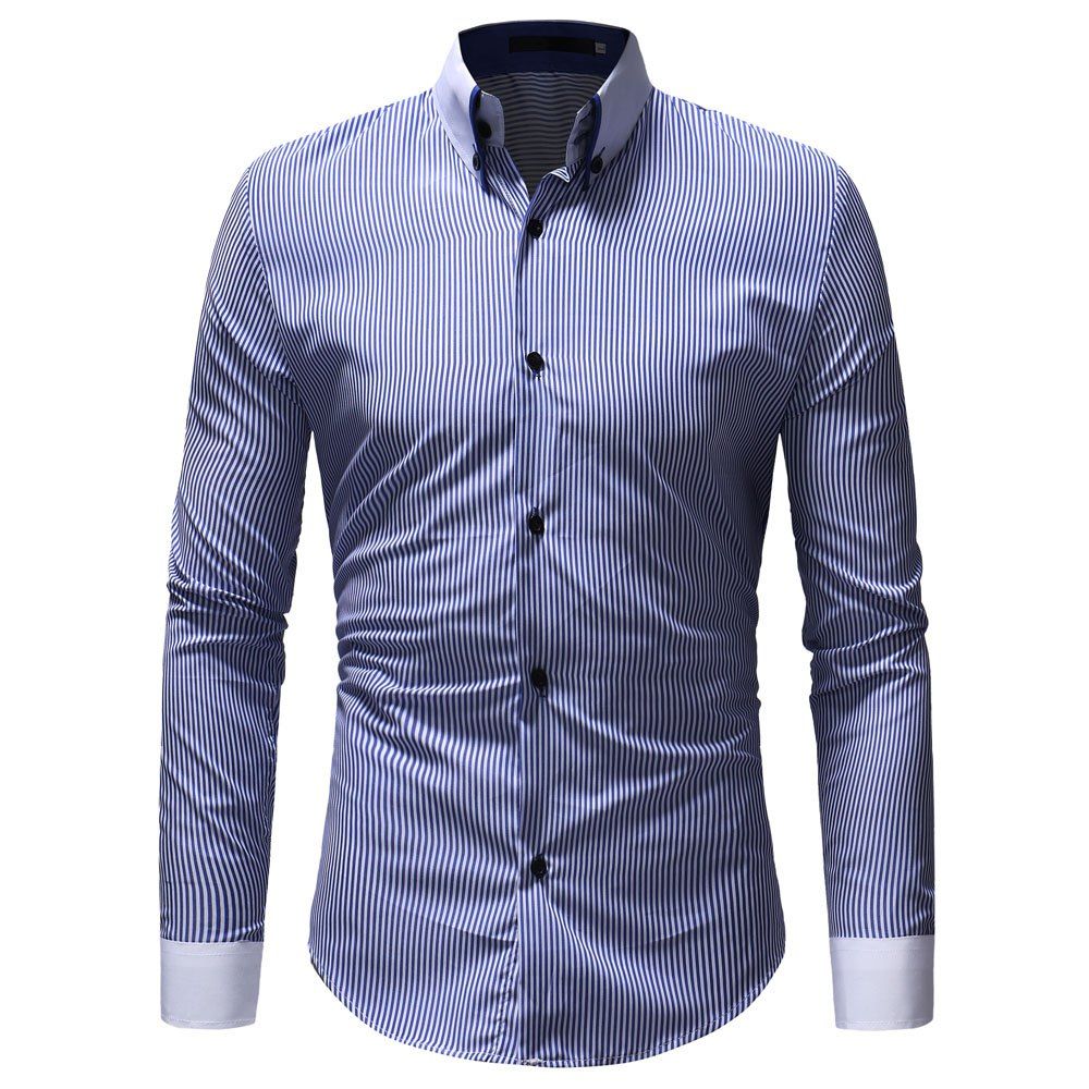 

Men's Casual Slim Striped Shirt, Multi-b
