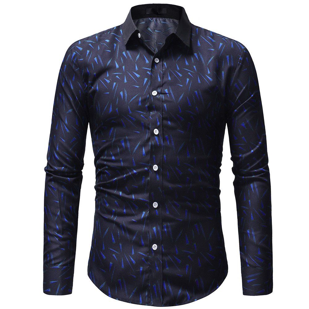 

Fashion Geometric Print Men's Shirt, Royal blue