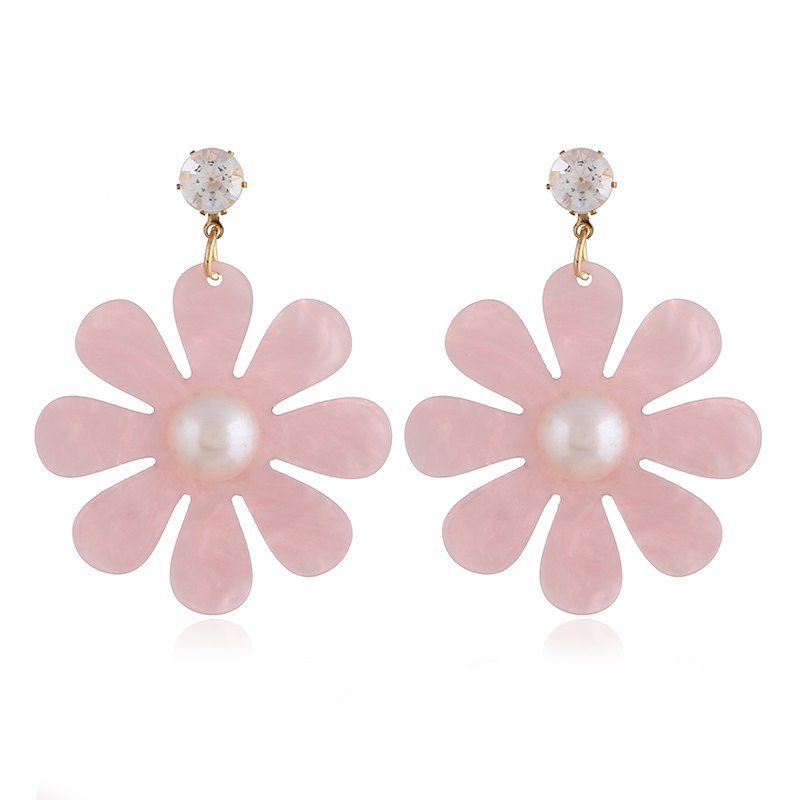 Nouveau élégant femmes Résine Fleur Rose Cristal Strass Ear Studs Boucles d/'oreilles pendantes