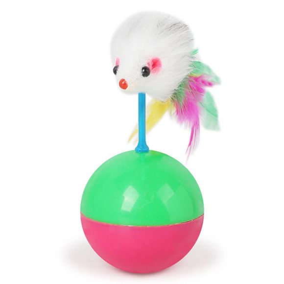 Souris Tumbler Chat Chien Jouet Ball Pet Véritable Lapin Cheveux - multicolor 