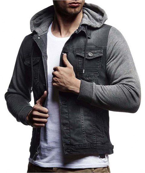 [41% OFF] 2019 Men's Denim Jacket Hooded Long Sleeve Hoodie In GRAY ...
