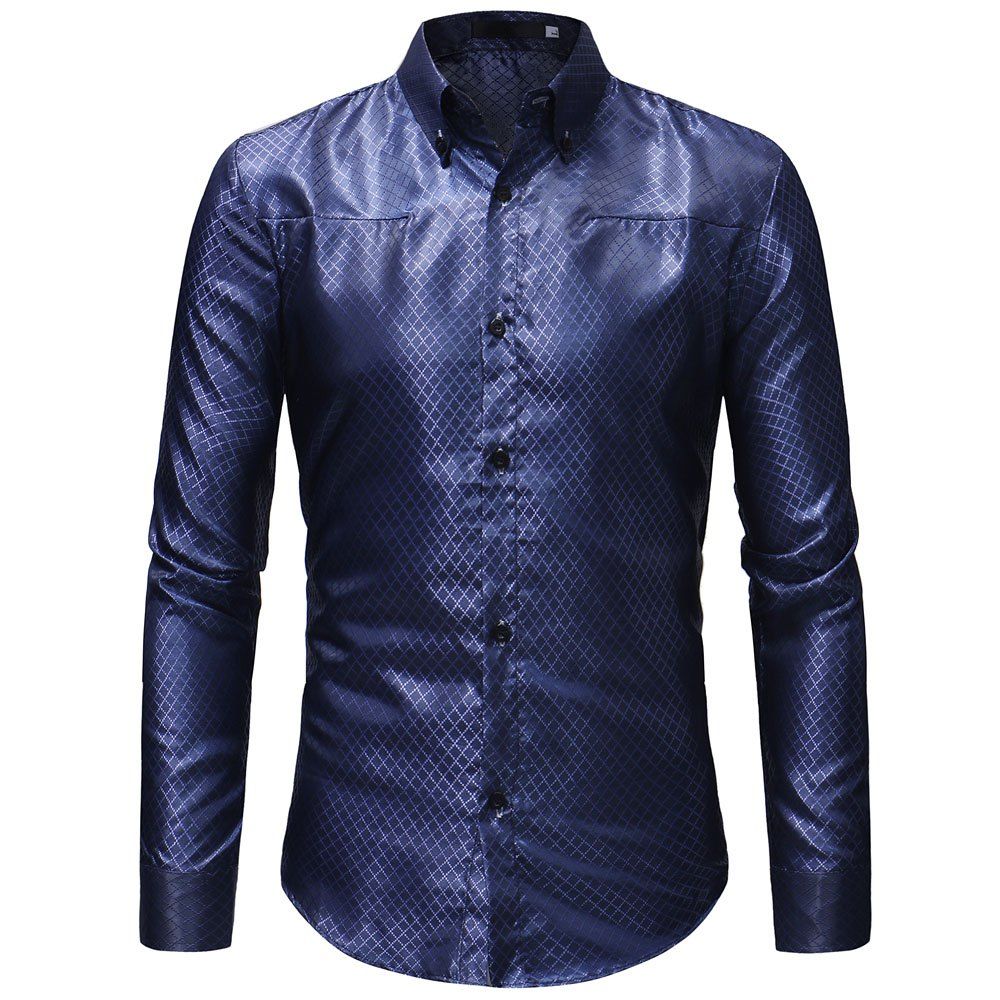 

Fashion Plaid Print Men's Casual Shirt, Cadetblue